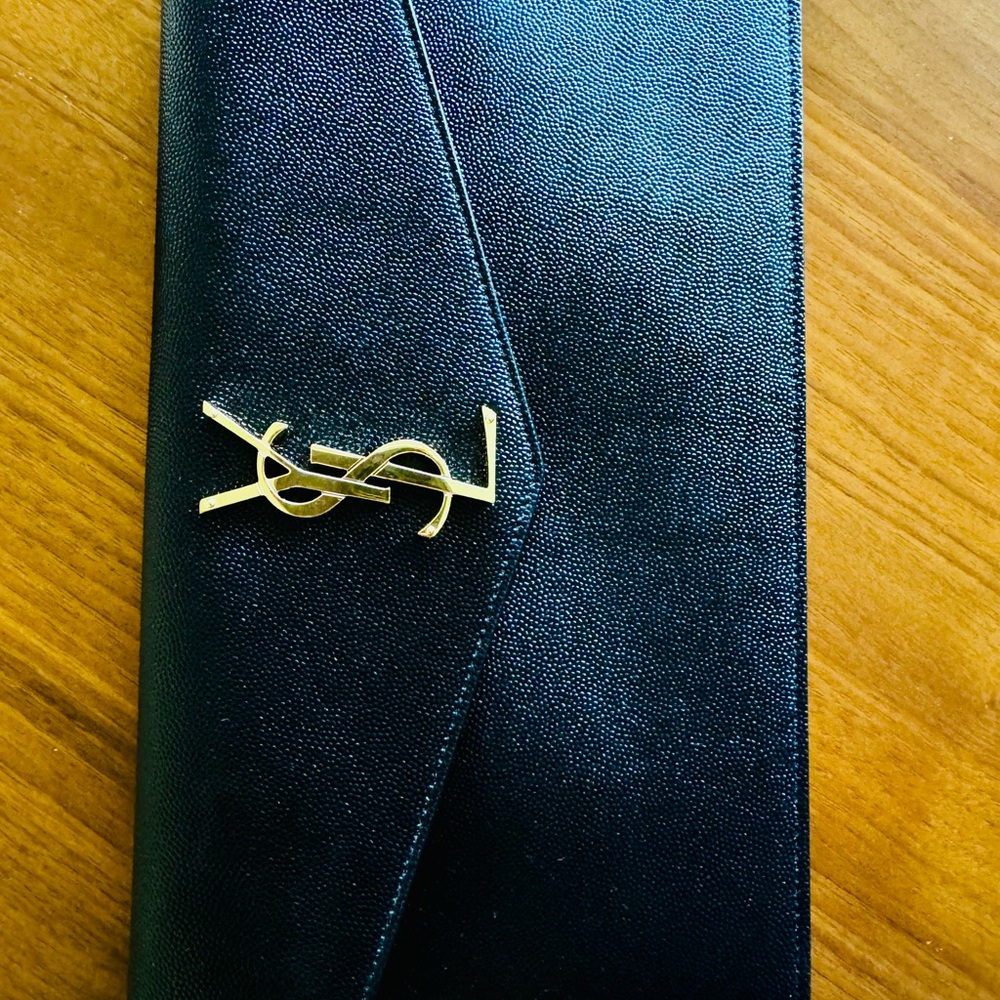 YSL Uptown leather pouch with Gold hardware